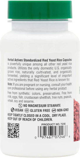 Nature's Plus Herbal Actives Red Yeast Rice 1200mg 60 Vegetable Capsules