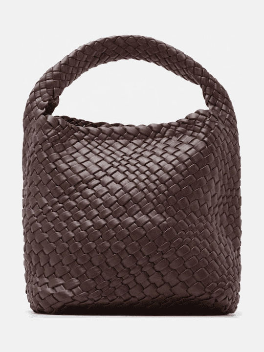 Braune Damen-Schultertasche aus Stoff