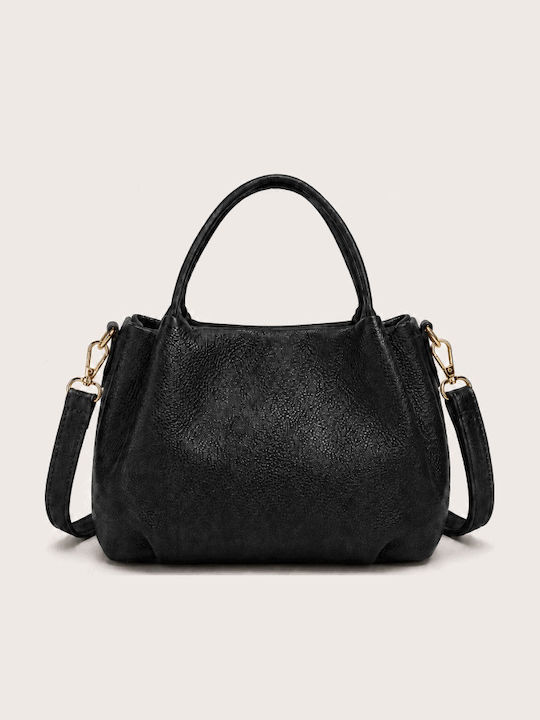 Schwarze Damen-Stofftasche zum Tragen in der Hand oder als Crossbody