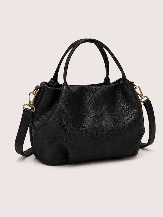 Schwarze Damen-Stofftasche zum Tragen in der Hand oder als Crossbody