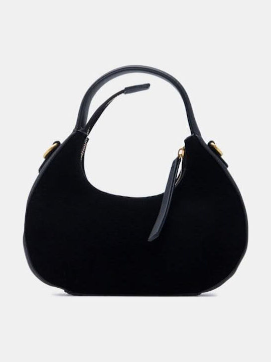 Schwarze Damenhandtasche aus Stoff / Crossbody-Tasche