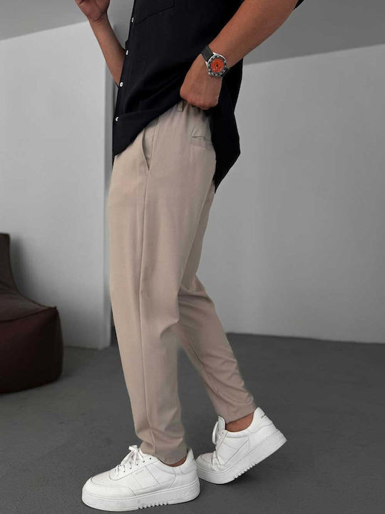 Men's Beige Loose Fit Trousers