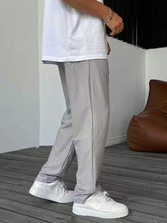 Men's Grey Fabric Trousers