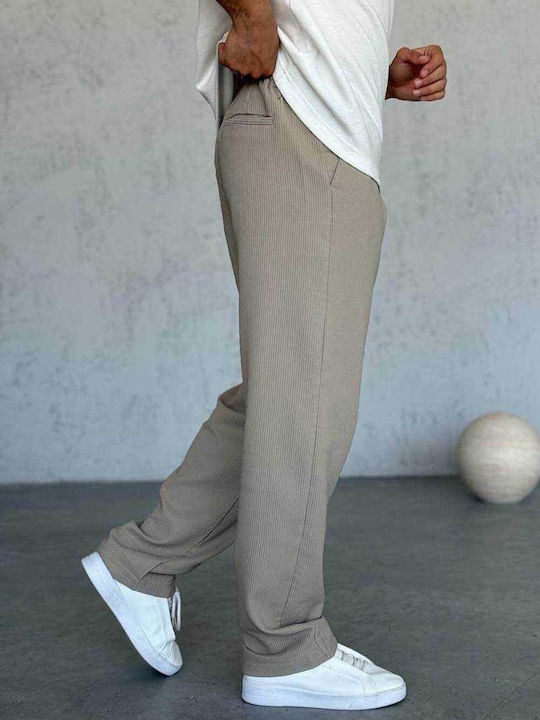 Men's Loose Fit Beige Trousers