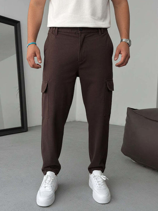 Men's Cargo Trousers Loose Fit Brown