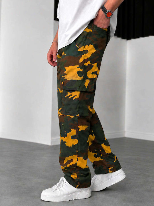 Men's Cargo Loose Fit Trousers Dark Yellow