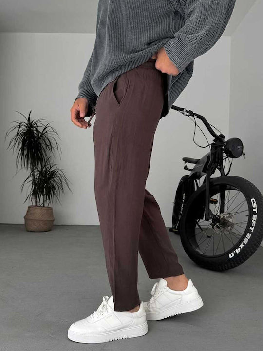 Men's Trousers with a Straight Leg Dark Brown