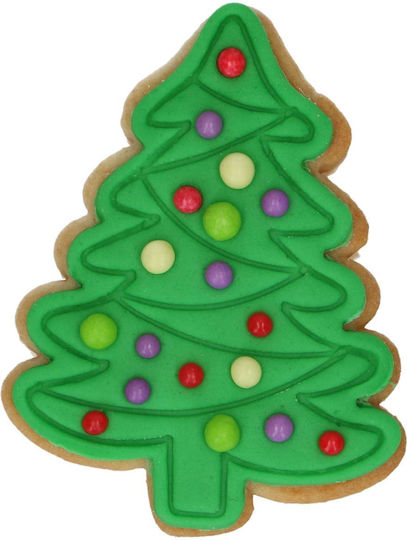 Weihnachtsbaum-Keksausstecher mit Stempel 7,5 cm