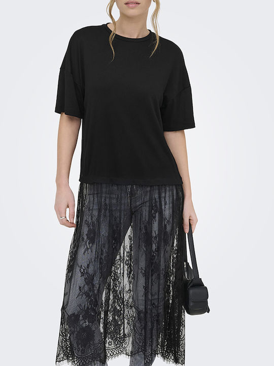 Rochie de Vară Midi Tip Tricou Neagră