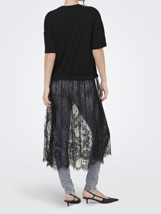 Rochie de Vară Midi Tip Tricou Neagră