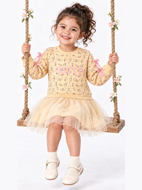 Funky Girls Dress Tulle Beige
