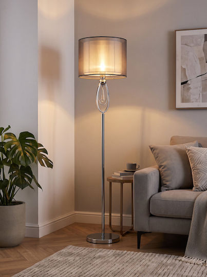 Elmark Floor Lamp Y156.5xM40cm with E27 Lamp Bulb Base Chrome