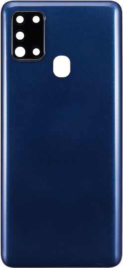 Capac Spate din Sticlă cu Lentilă pentru Cameră Samsung Galaxy A21s A217 2020 Aftermarket Plus Albastru