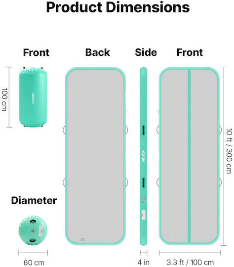 Vevor AirTrack Artistic Gymnastics Exercise Mat Green