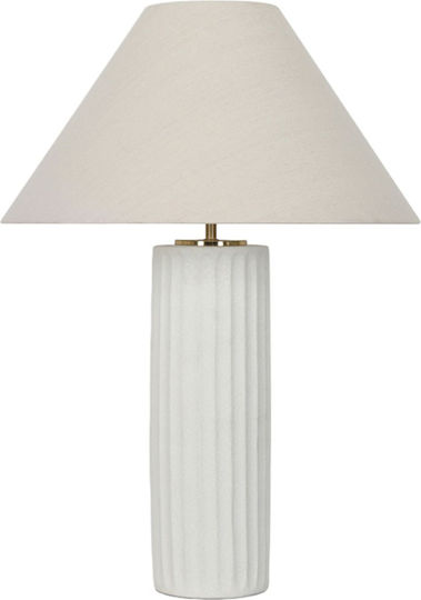 Zambelis Lights Ceramic Table Lamp for E27 Socket with Beige Shade and White Base Zambelis Lights Ceramic Table Lamp for E27 Socket with Beige Shade and White Base