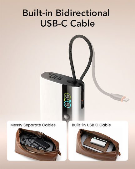 Veger Baterie externă 20000mAh 100W cu Port USB-A și Port USB-C Power Delivery Alb