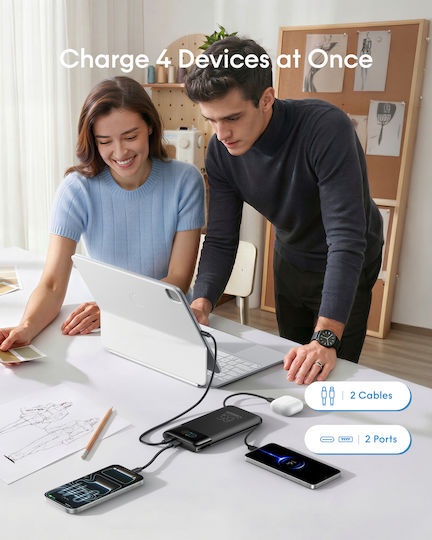 Veger W3019S Baterie Externă 27000mAh 65W cu Port USB-A și 2 Porturi USB-C Power Delivery Neagră