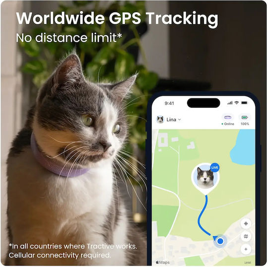 Tractive Cat 6 Mini Lavender Gps Pet Tracker Γάτας Κολάρο
