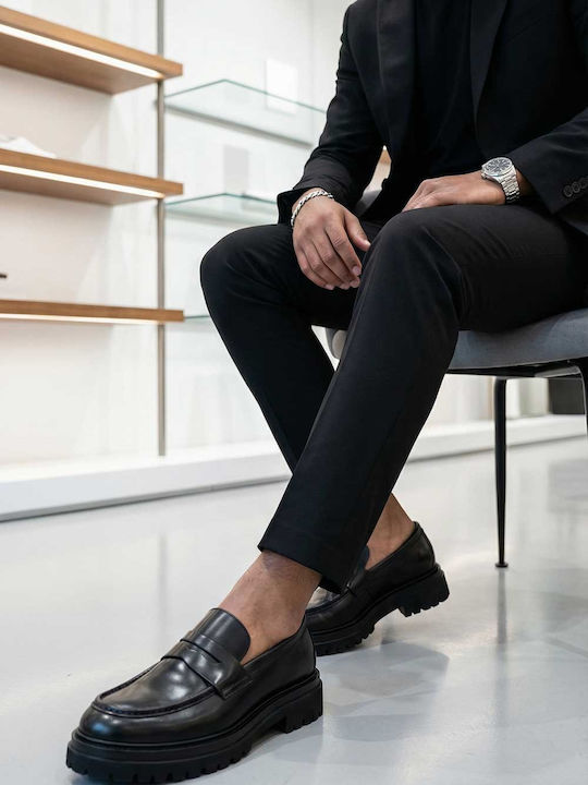 Leather Men's Moccasins in Black