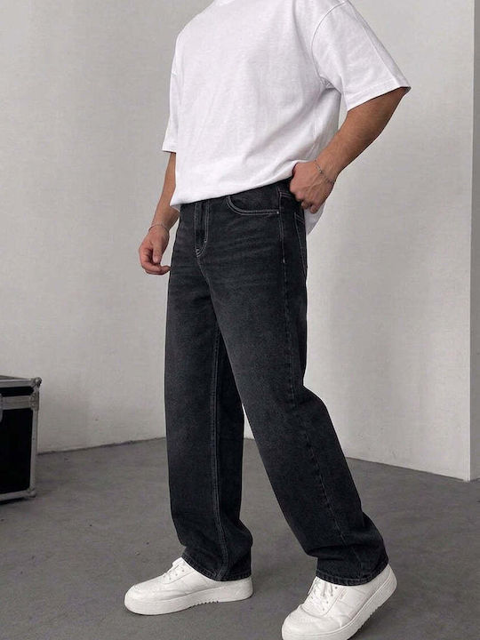 Мъжки дънки със свободна baggy кройка, черни, избелени