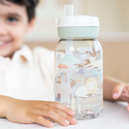 Kids Water Bottle with Straw Non Spill Safari Friends 450ml