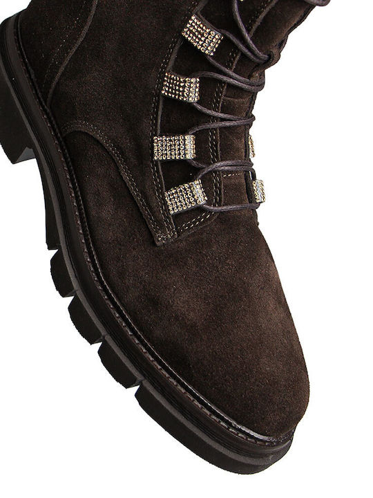 Leather Women's Ankle Boots Brown