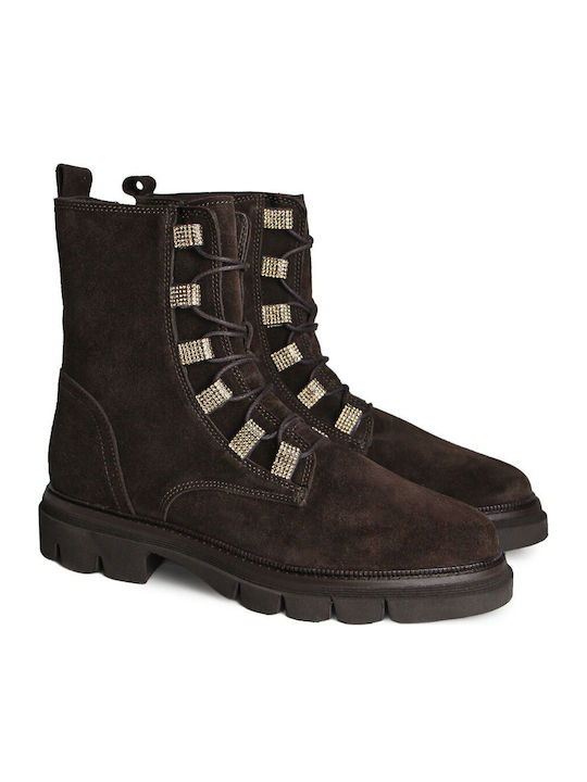 Leather Women's Ankle Boots Brown