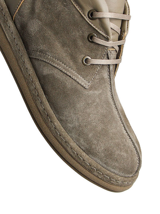 Leather Women's Ankle Boots Beige Suede