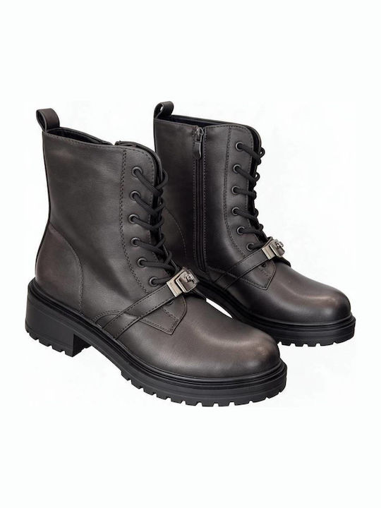 Women's Combat Boots with Medium Heel Anthracite