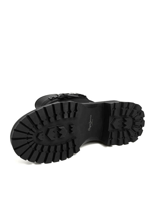 Lederstiefeletten für Damen Schwarz