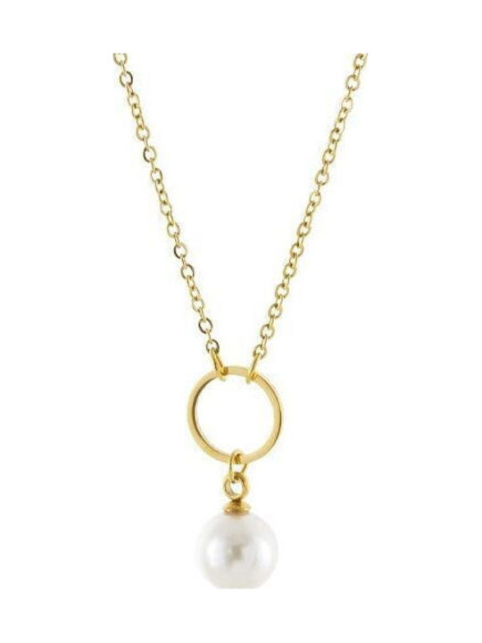 Loisir Necklace Made of Steel with Pearls