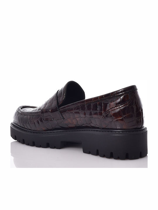 Damen-Loafers aus Leder in Braun