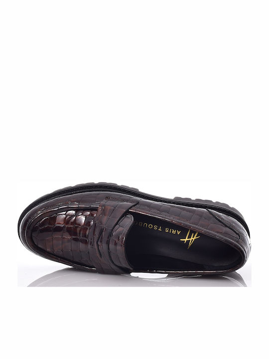 Damen-Loafers aus Leder in Braun