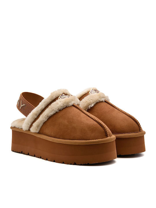 Women's Clogs Slippers with Brown Fur