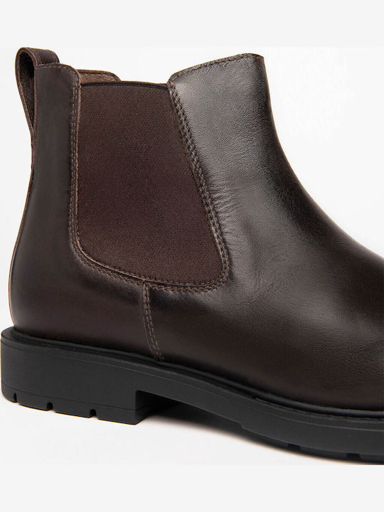 Leather Women's Ankle Boots Dark Brown