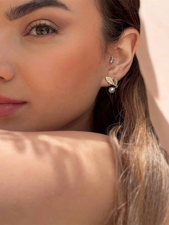 Lysea Women's Earrings 925 Silver Gold Zircon & Pearl
