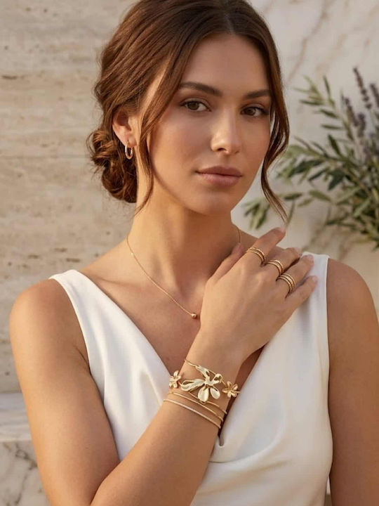 Lysea Women's Leather Cuff Bracelet with Flower Design