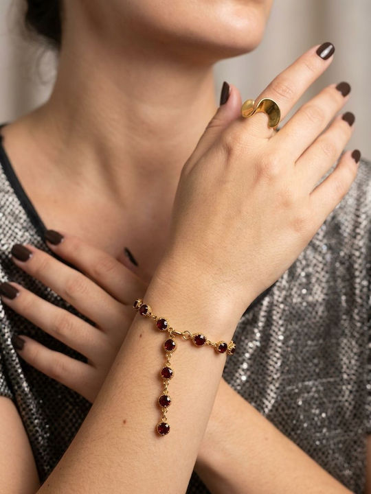 Women's Chain Bracelet with Eye Design Made of Gold-Plated Stainless Steel with Zircon