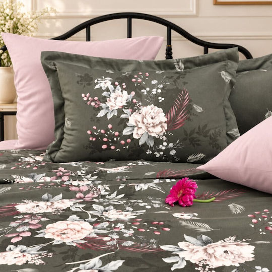 First Choice Whitney Комплект Плик за Завивка от Памучен Сатен 200x220cm Двоен с 4 Калъфки за Възглавници & 1 Чаршаф Кафяв