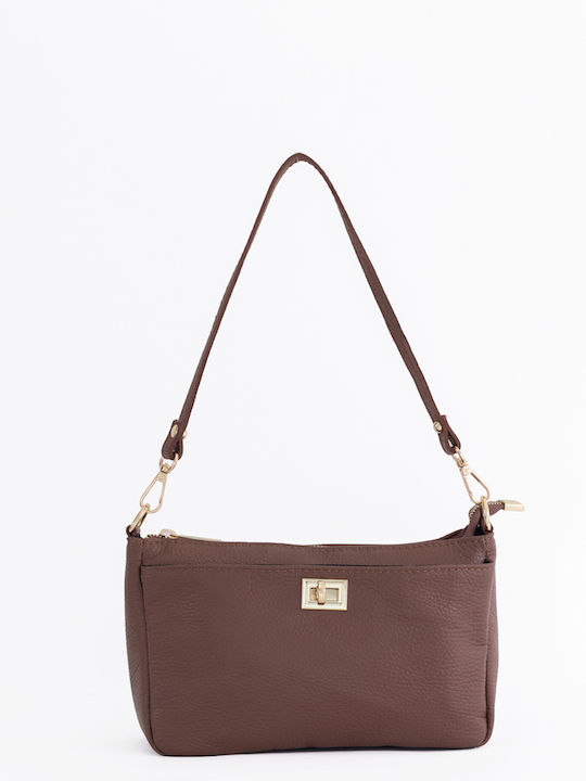 Damen-Schultertasche aus Leder Light Green