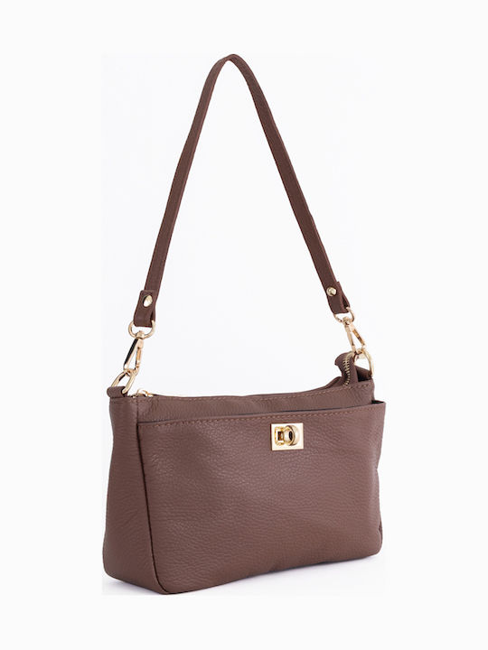 Damen-Schultertasche aus Leder Light Green