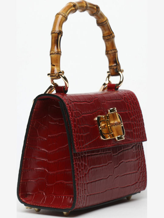 Damen-Flap-Tasche aus Leder in Olivgrün