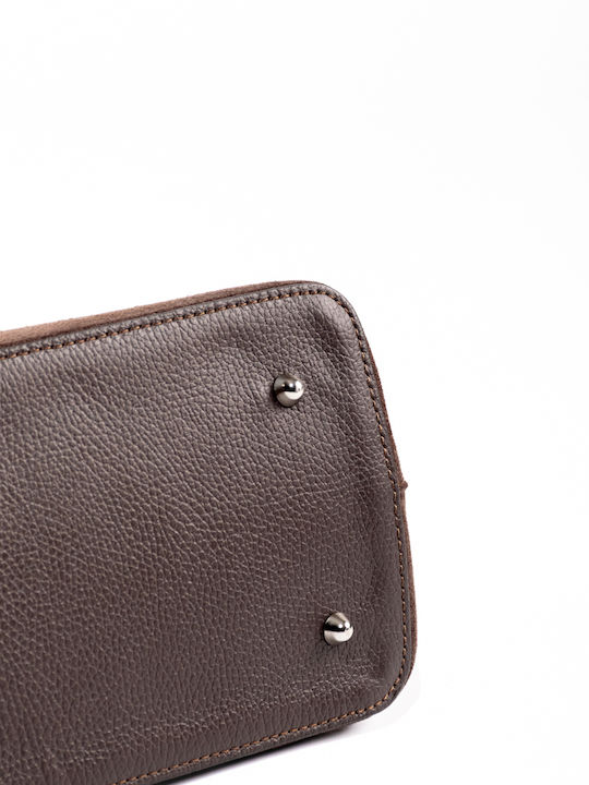 Grey Leather Women's Shoulder Bag
