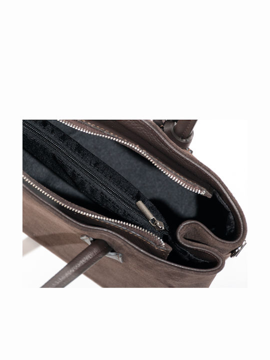 Grey Leather Women's Shoulder Bag