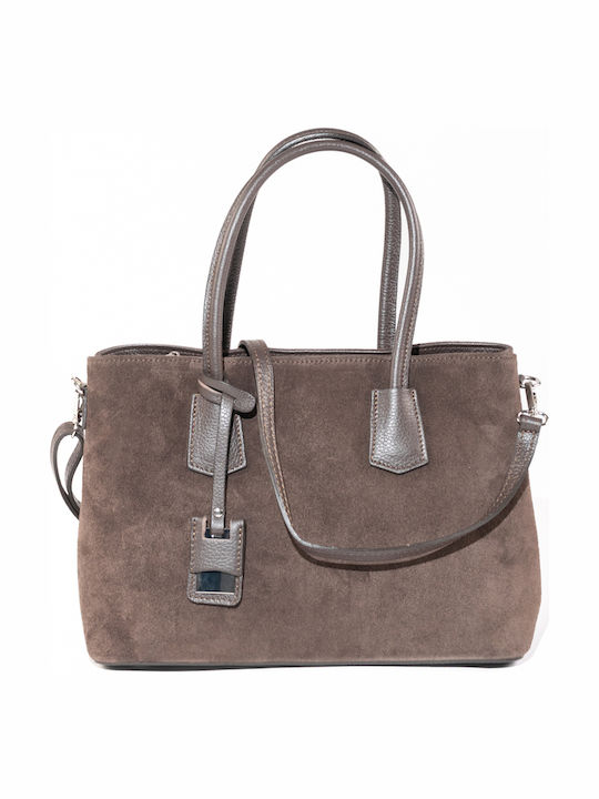 Grey Leather Women's Shoulder Bag