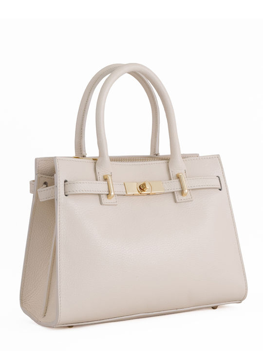 Leather Women's Satchel Bag Beige