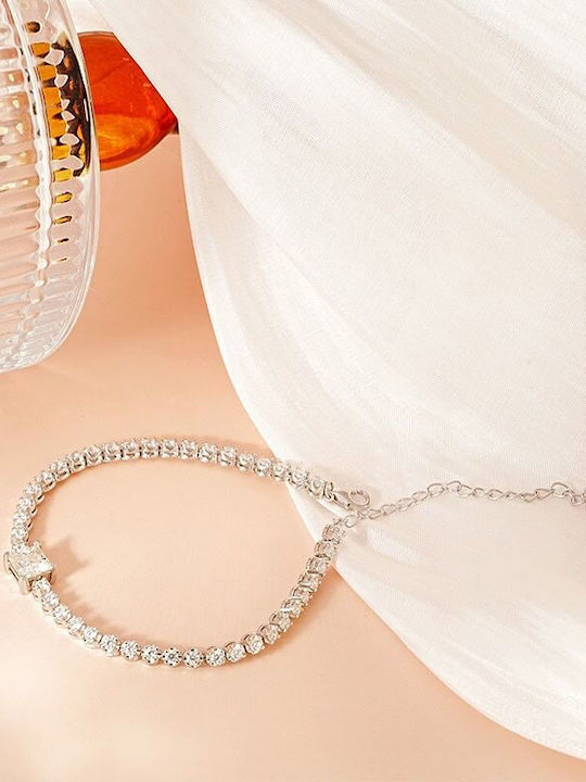 Lysea Women's Silver Chain Bracelet with Heart Design 16cm