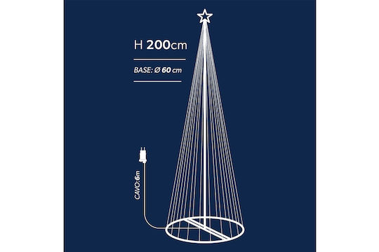 Illuminated Christmas Decorative Metal Tree 200cm Mains Powered White 274 Pieces
