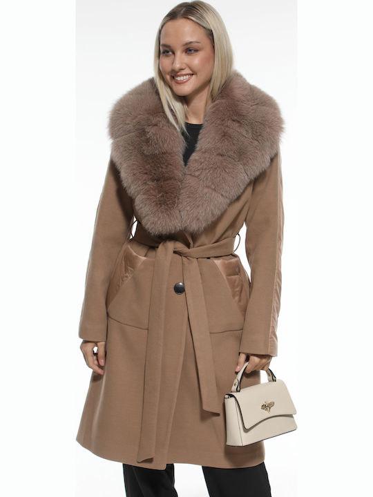 Orangefarbene Damen-Schultertasche aus Leder