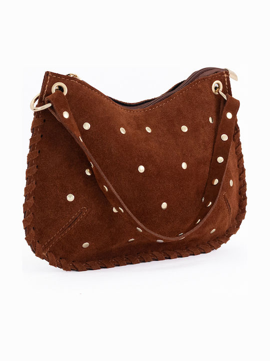 Burgunderrote Damen-Schultertasche aus Leder